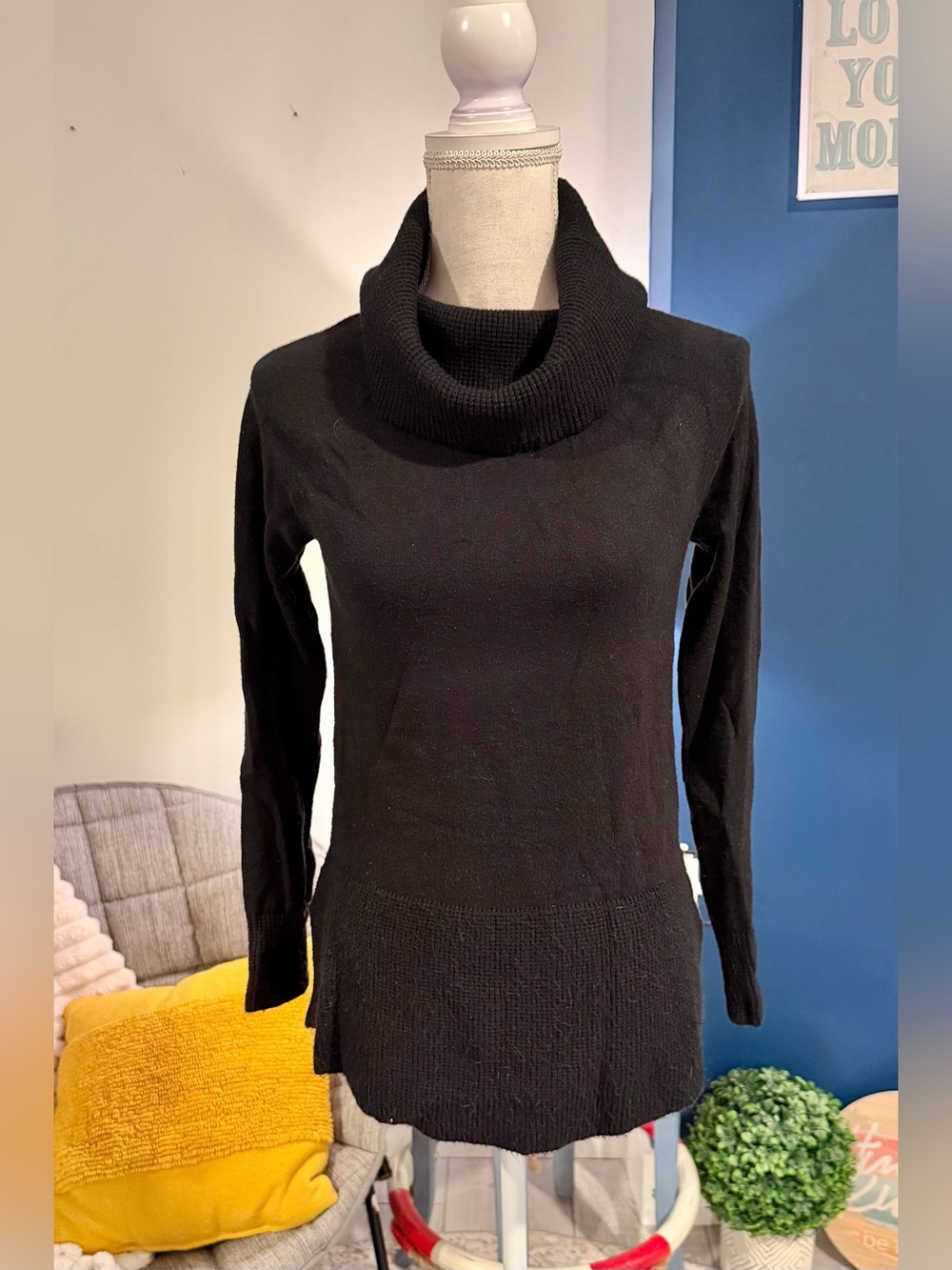 Cyrus Black Cowl Neck Tunic Sweater S